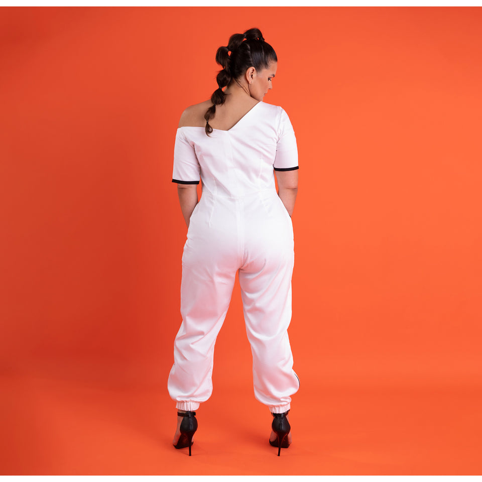 One Naked Shoulder Jumpsuit - White